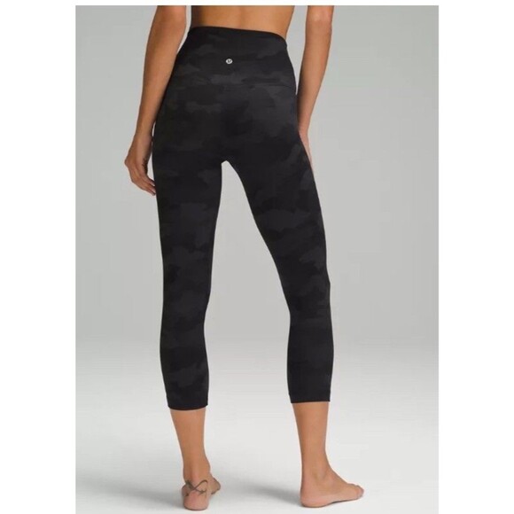 Lululemon Align Crop Tight 21" Camo Deep Coal Multi Black Yoga Pant Size 4 - Picture 1 of 9